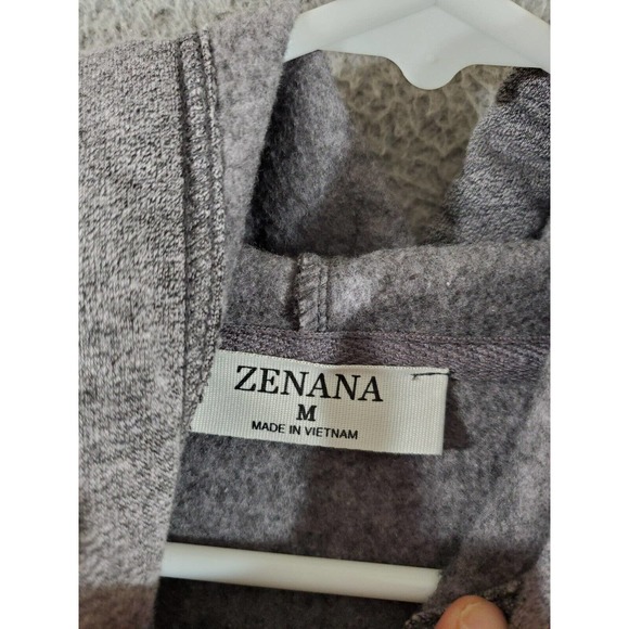 Zenana Hoodie Womens Medium‎ Gray Solid Long Sleeve Pullover Sweater OT-35033 - Picture 2 of 9